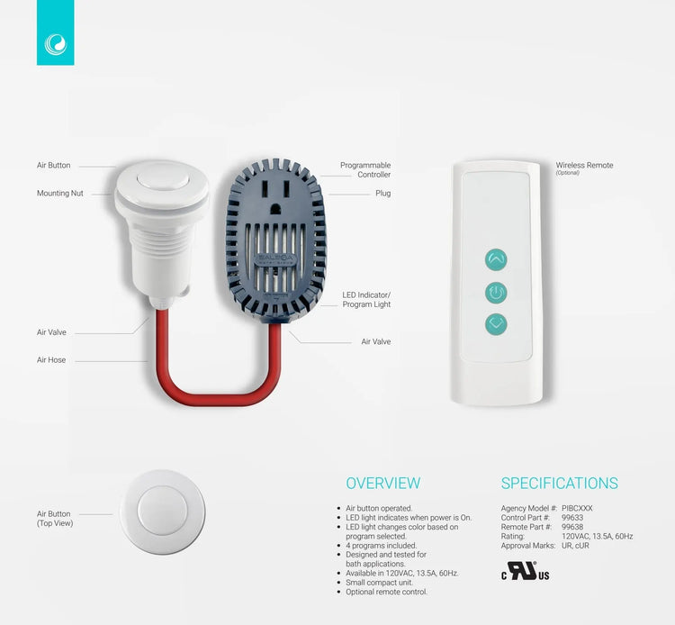 Tub Controls for whirlpool  and hydromassage tubs